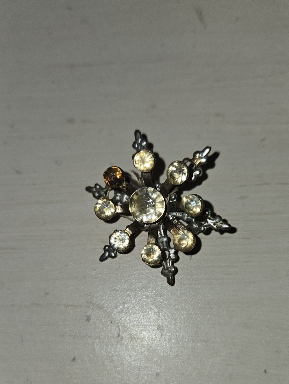 Source Unknown Champagne and Amber Crystal Snowflake Brooch - Women Jewelry